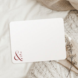 burgundy couple's monogram personalised Stationery Card