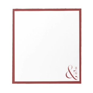 Burgundy couple's monogram personalised Stationery Notepad