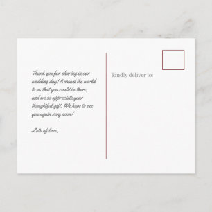 Burgundy Couples Personalised Stationery Photo  Postcard