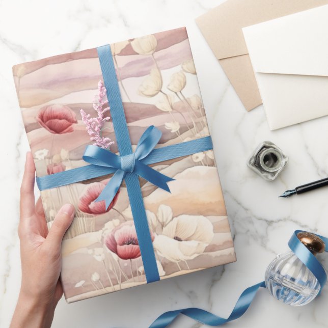 Burgundy Cream Blush Floral Bridal Shower Wrapping Paper (Gifting)