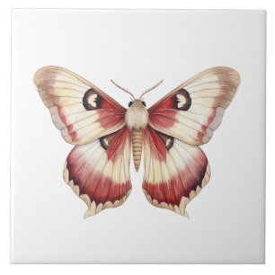 Burgundy Cream Butterfly Ceramic Tile