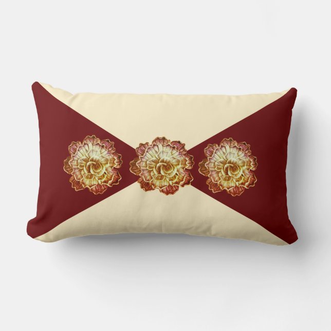 Burgundy & Cream Elegance Lumbar Pillow - No 1 (Front)