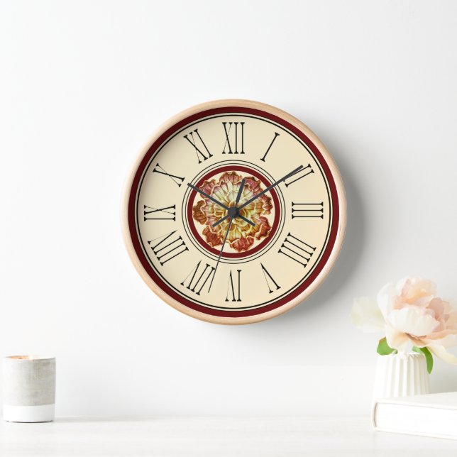 Burgundy & Cream Elegance Wall Clock (Home)