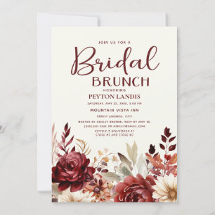 Burgundy Cream Floral Bridal Brunch Invitation