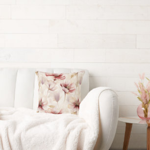 Burgundy Cream Floral Cushion