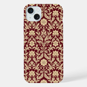 Burgundy Cream Floral Damask iPhone Case