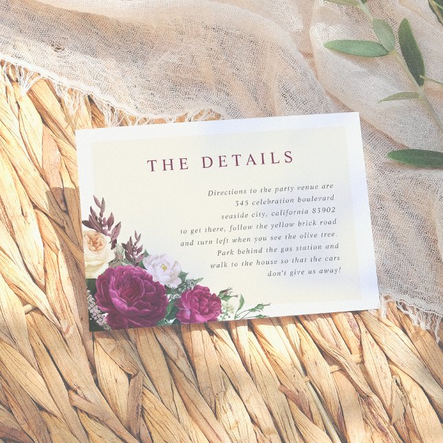 Burgundy & Cream Floral The Details Enclosure Card (Creator Uploaded)