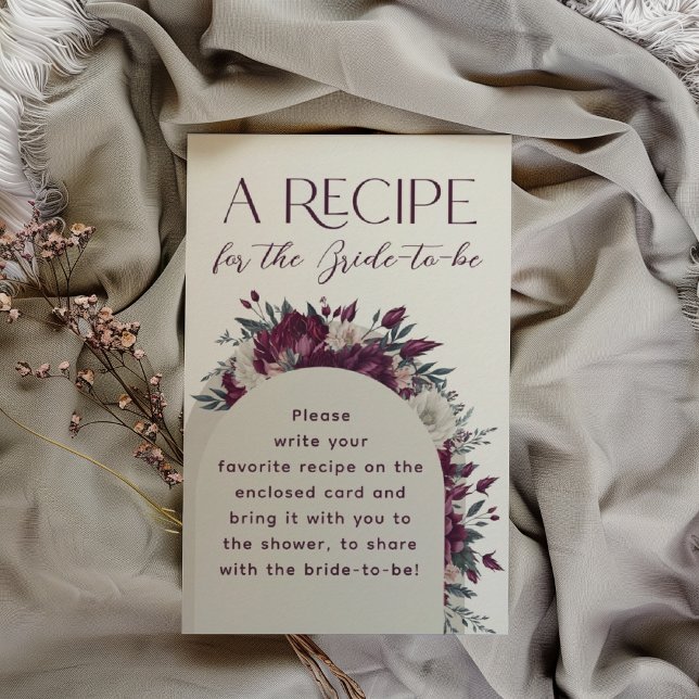 Burgundy Cream Flowers Love in Bloom Recipe Enclosure Card (Creator Uploaded)