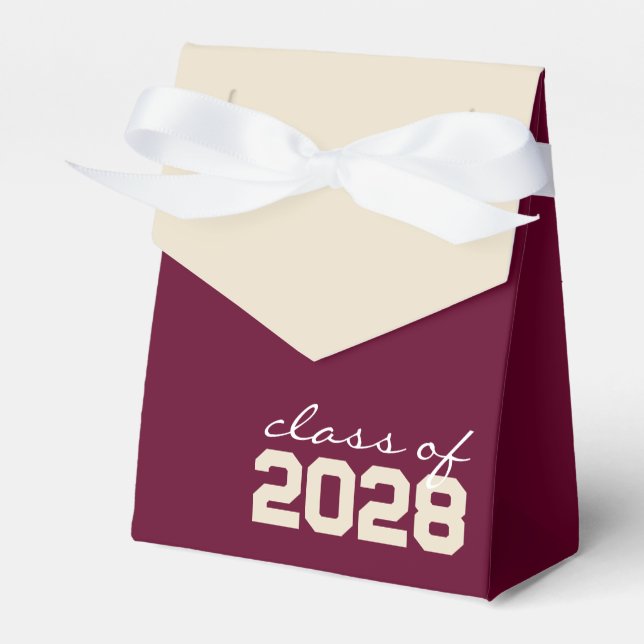 Burgundy & Cream Graduation Favour Boxes (Front Side)