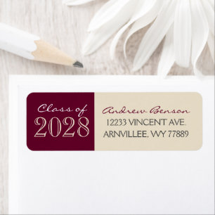 Burgundy & Cream Graduation Return Address Labels