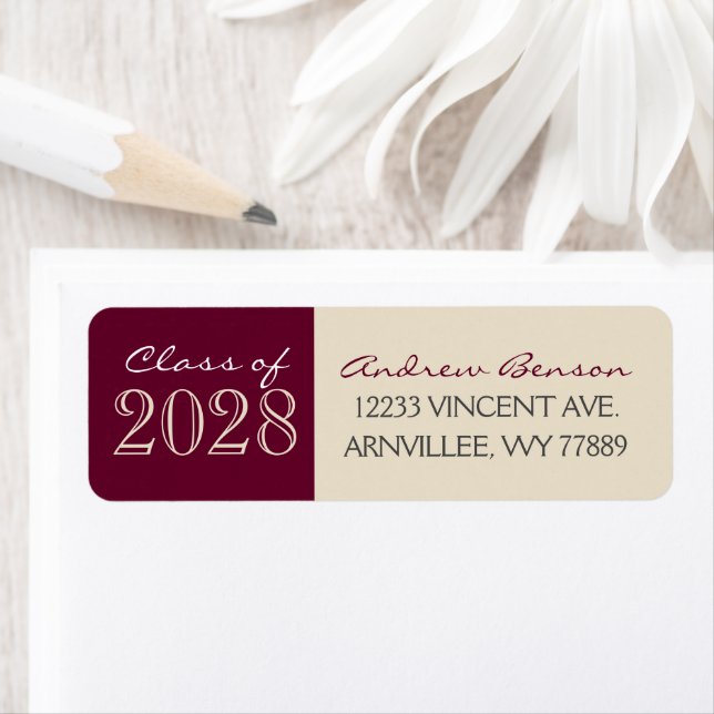 Burgundy & Cream Graduation Return Address Labels (Insitu)