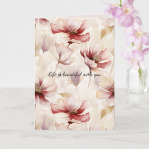 Burgundy Cream Lavender Floral Love Card