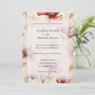 Burgundy Cream Lavender Floral Romantic Wedding Invitation