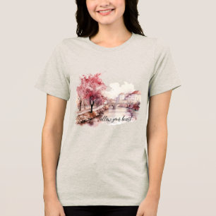 Burgundy Cream Pink Trees Tri-Blend Shirt