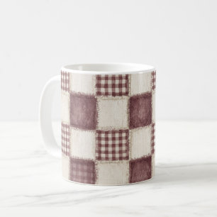 Burgundy Cream Plaid Stripes Coffee Mug