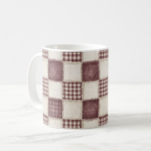 Burgundy Cream Plaid Stripes Coffee Mug