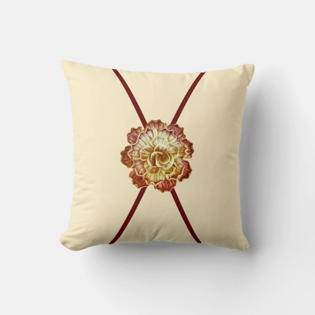 Burgundy & Cream (Primary) Elegance Rosette   Cushion (Front)