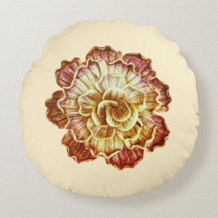 Burgundy & Cream (Primary) Rosette Elegance Round Round Cushion