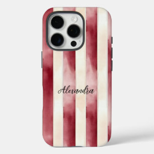 Burgundy Cream Stripes  iPhone 16 Pro Case