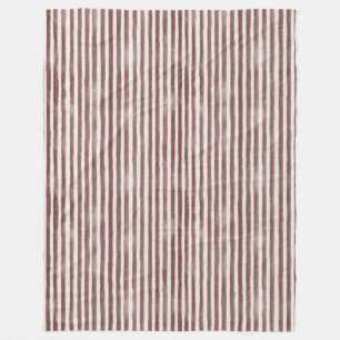Burgundy Cream Stripes Fleece Blanket