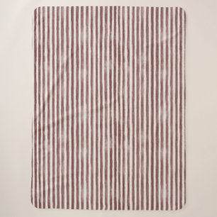 Burgundy Cream Stripes Sherpa Blanket