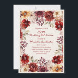 Burgundy Cream Watercolor Floral 30th Birthday Invitation<br><div class="desc">Ring in 30 with elegance using this autumn floral birthday invitation. Featuring burgundy,  blush,  and golden watercolor flowers,  this design is perfect for fall parties and milestone celebrations.</div>