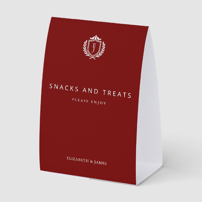 Burgundy Crest Wedding Welcome, Custom Initials (Front)