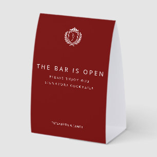 Burgundy Crest Wedding Welcome, Custom Initials