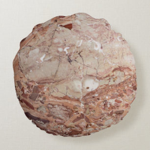 Burgundy Crimson Stoney Pebble Marble finish Round Cushion