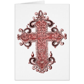 Burgundy Cross Vintage Art Fully Customisable Card