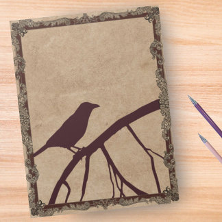 Burgundy Crow - Fancy Frame on Antique Background Notepad