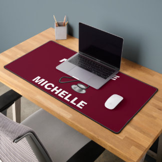 Burgundy Custom Nurse Name Desk Mat