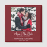 Burgundy Custom Photo Wedding Save The Date Magnet<br><div class="desc">Elegant Burgundy Christmas Custom Photo Wedding Save The Date Magnet. Personalise with your beautiful picture. Share your special moments during this holiday season with your family and friends. Easy to customise. Get yours today!</div>