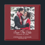 Burgundy Custom Photo Wedding Save The Date Magnet<br><div class="desc">Elegant Burgundy Christmas Custom Photo Wedding Save The Date Magnet. Personalise with your beautiful picture. Share your special moments during this holiday season with your family and friends. Easy to customise. Get yours today!</div>