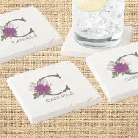 Burgundy Dahlia Floral Alphabet Letter Monogram  O