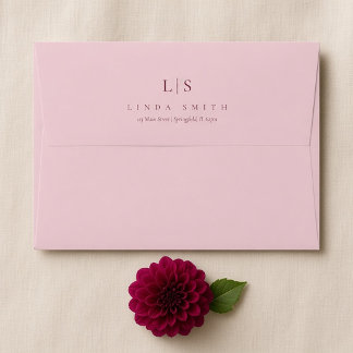 Burgundy Dahlia Monogram 50th Birthday Envelope
