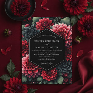 Burgundy Dahlia Opulent Romance Wedding Invitation