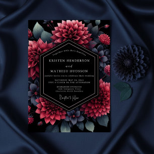 Burgundy Dahlia Opulent Wedding Invitation
