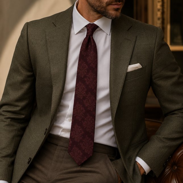 Burgundy Damask Medallion Tie (Creator Uploaded)
