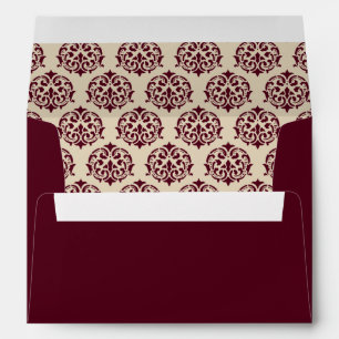 Burgundy Damask Pattern Wedding Envelope