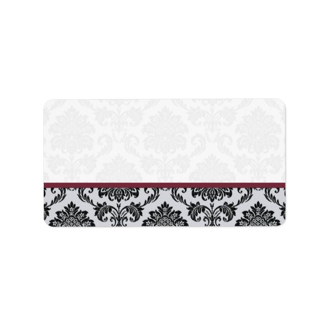 Burgundy Damask Wedding Address Labels (Front)