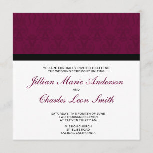 Burgundy Damask Wedding Invitations