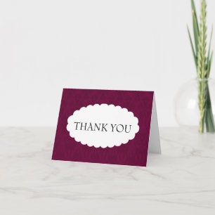 Burgundy Damask Wedding Thank You Card