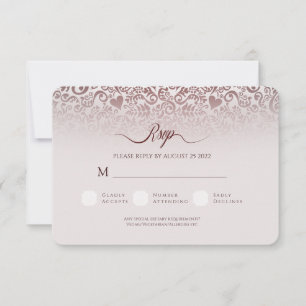 Burgundy Damask Wedding Thank You Photo Card
