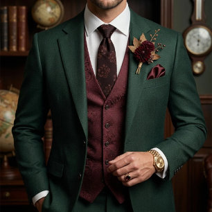 Burgundy Dark Floral Botanical Chocolate Wine Tie