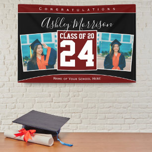 Burgundy Dark Red Graduation Photo Banner
