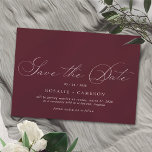 Burgundy Dark Red | Romantic Airy Vintage Maroon  Save The Date<br><div class="desc">Formal save the date cards with a vintage-style script. White font on a dark red background.</div>