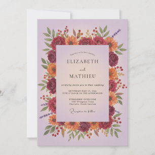 Burgundy Dazzling Autumn Wedding Invitation