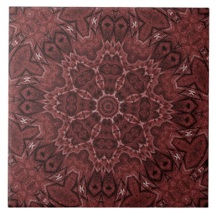 Burgundy Decorative Floral Ceramic Tile