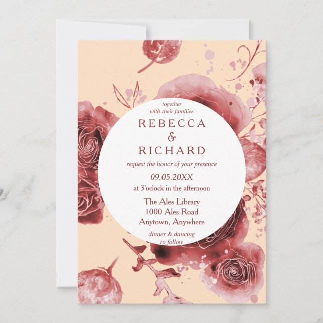 Burgundy Delight Wedding Invitation (Front)